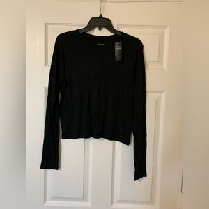 Hollister Fitted Ribbed Long Sleeve Top Black Size Large‎ Casual Chic